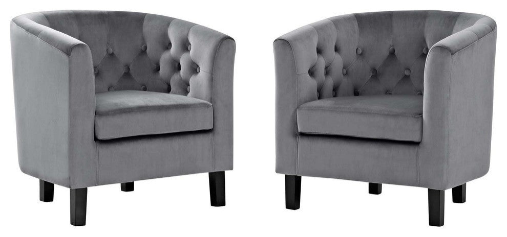 Prospect 2 Piece Velvet Armchair Set, Gray