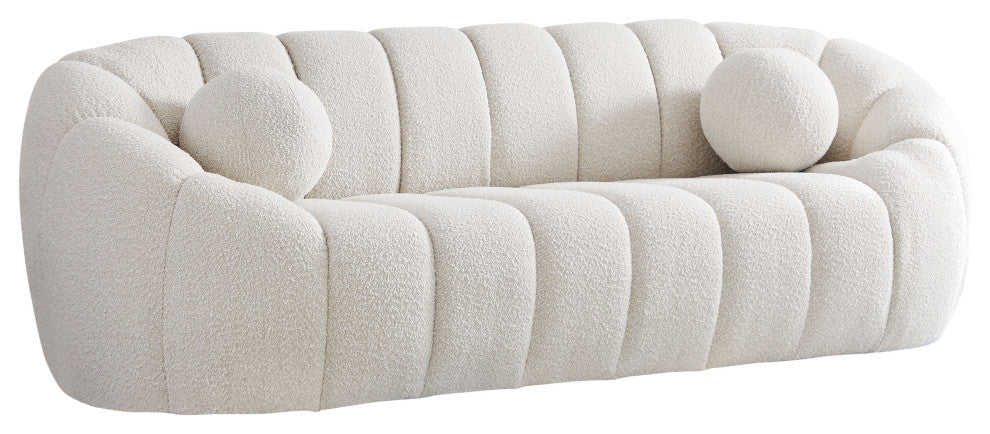 Elijah Boucle Fabric Upholstered Sofa, Cream
