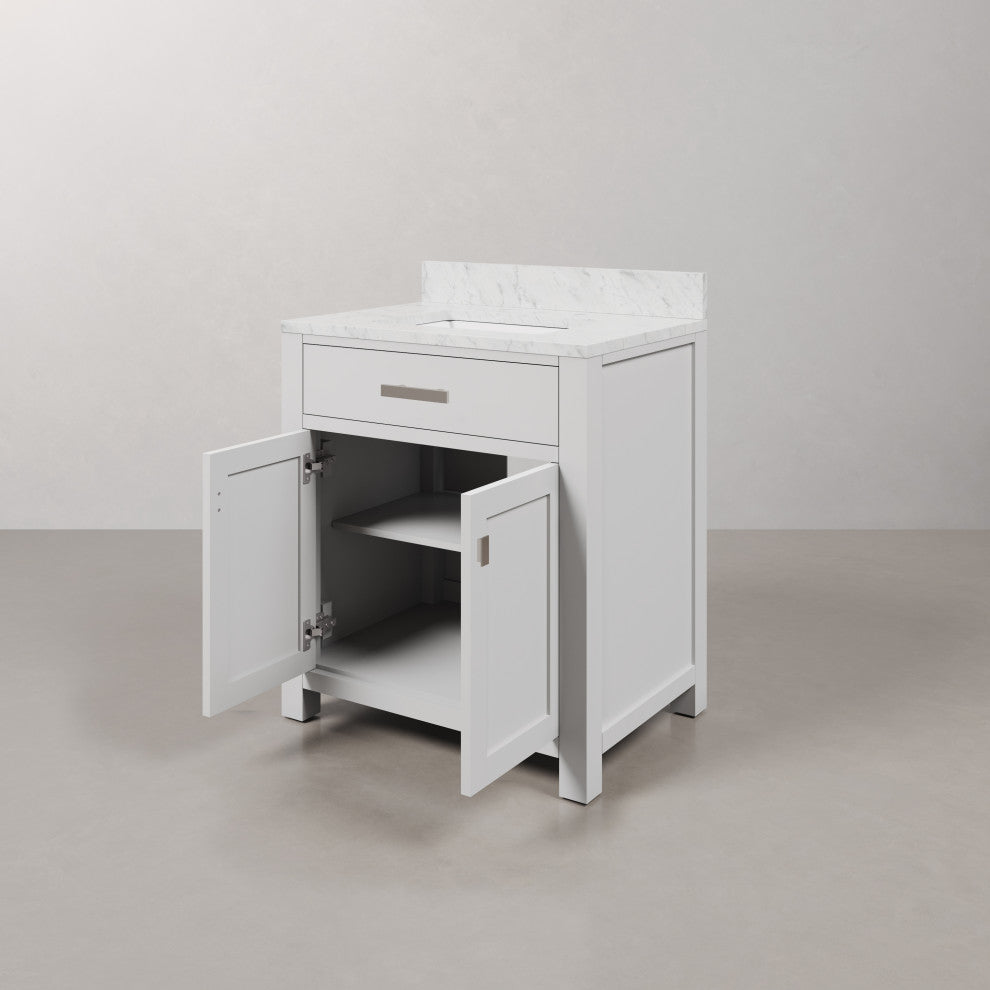 The Polaris Bathroom Vanity, Pure White, 30", Single Sink, Freestanding