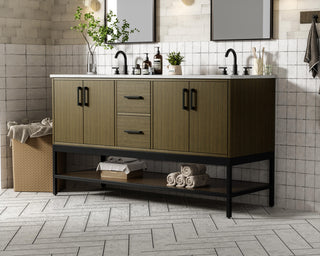 Home Living 60" Double Bathroom Vanity, Chestnut Brown