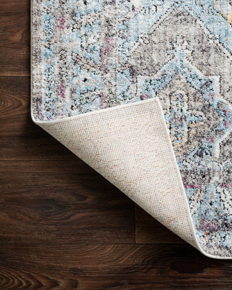 Polyester Pile Dante Area Rug by Loloi II, Granite/Light Blue, 9'6"x13'3"