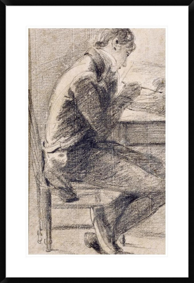 "Portrait of An Artist Sketching" Framed Print by John Constable, 26"x38"