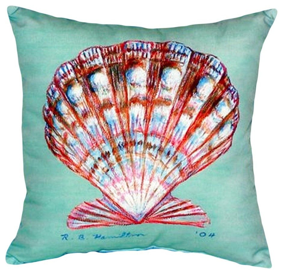 Scallop Shell - Teal No Cord Pillow - Set of Two 18x18