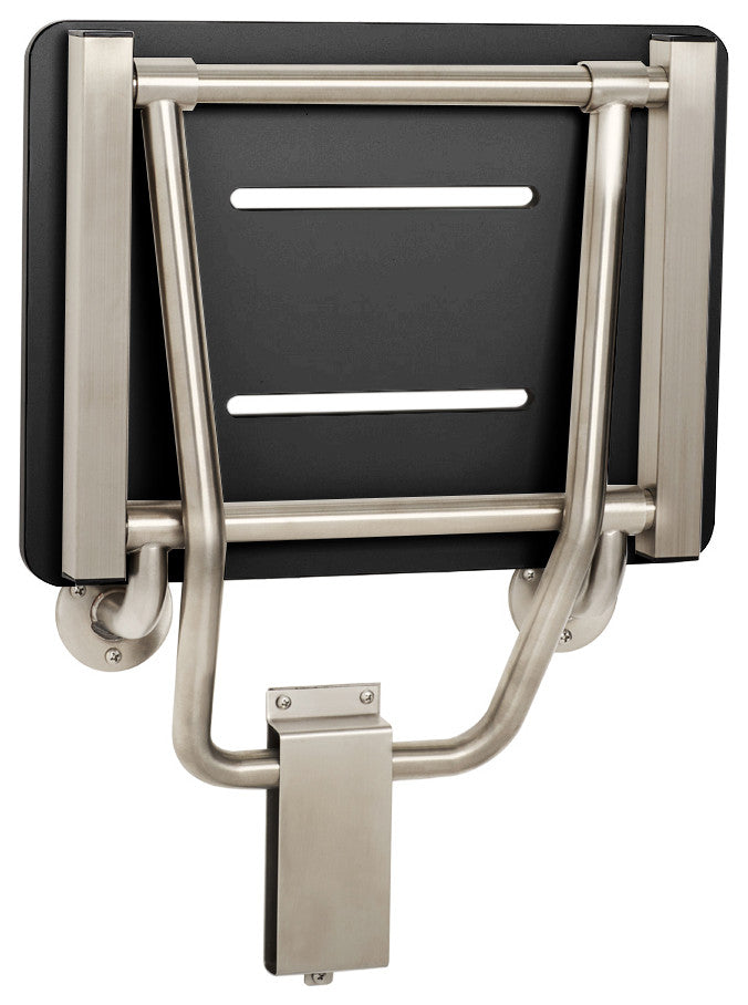 Folding Wall Mount Shower Seat Bench, ADA Compliant, Matte Black, 28"