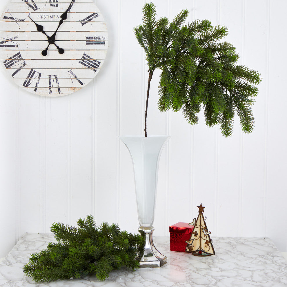 36" Pine Artificial Hanging Flower, Set of 4