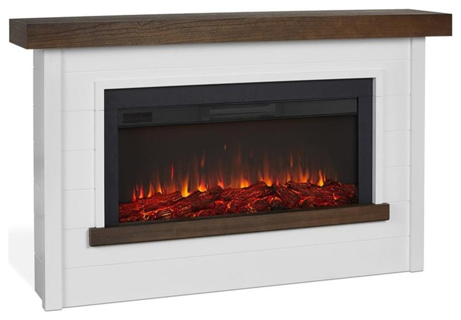 Real Flame Bernice Solid Wood Steel Glass Landscape Electric Fireplace in White