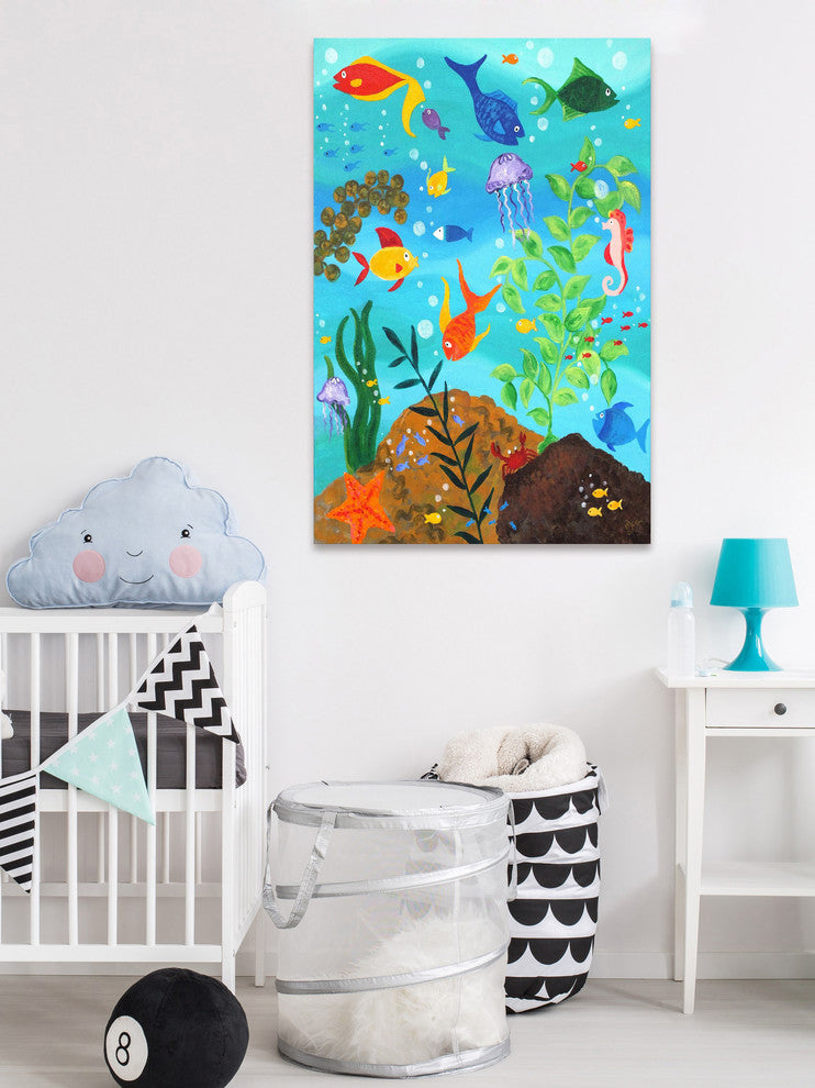 Marmont Hill, "Happy Fish III" by Nicola Joyner Painting Wrapped Canvas, 20x30