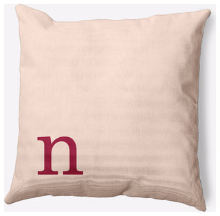 18" x 18" Modern Monogram Indoor/Outdoor Polyester Throw Pillow, Cranberry