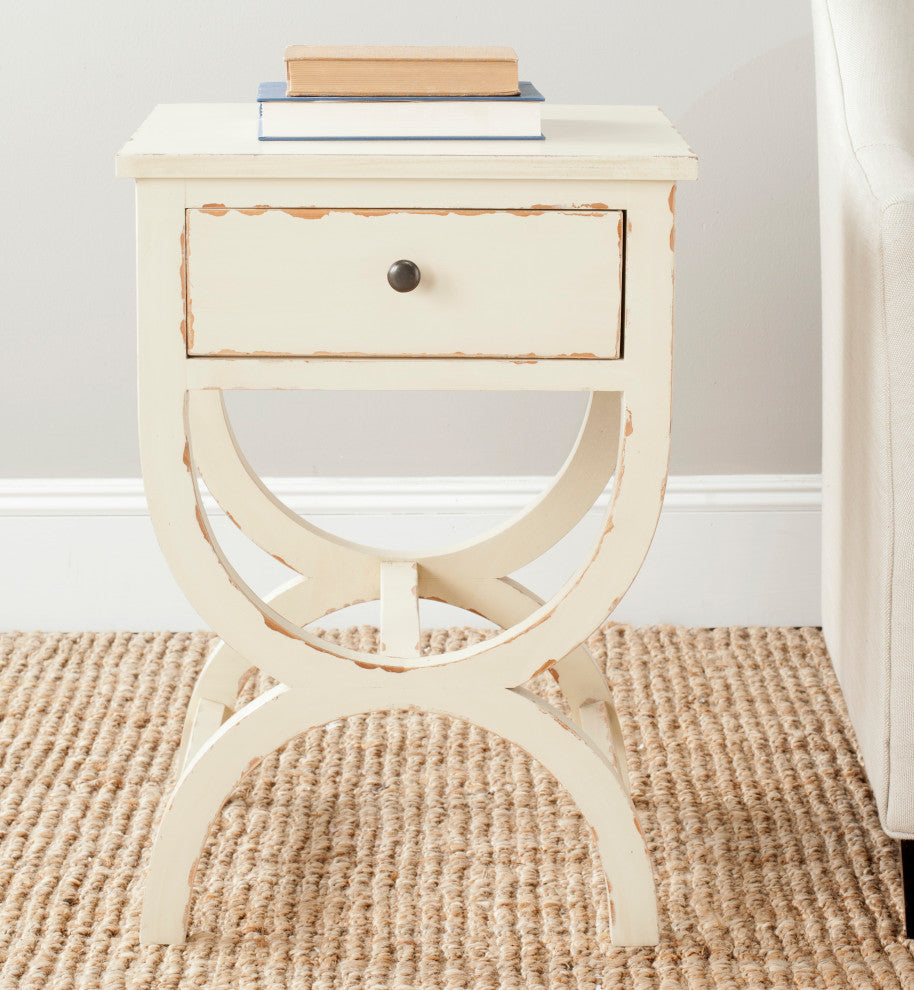 Safavieh Maxine Accent Table w/ Storage Drawer, Cream