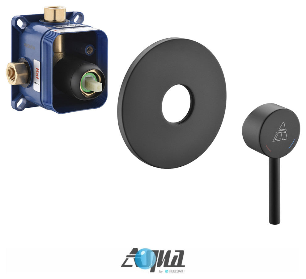 Aqua Rondo Matte Black Shower Set w/ Ceiling Mount 8" Rain Shower Head