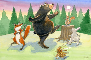 "Animals Dancing" Painting Print on Wrapped Canvas