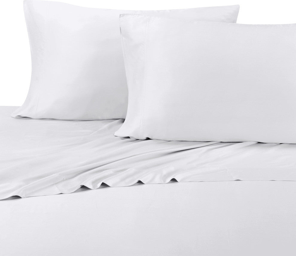 Bamboo Cotton Blend Silky Hybrid Sheet Set, White, California King