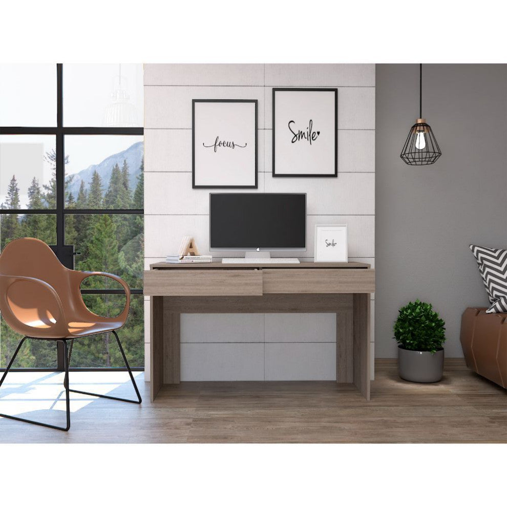 Acanto 2-Drawer Computer Desk with 2 Handleless Drawers, Light Gray