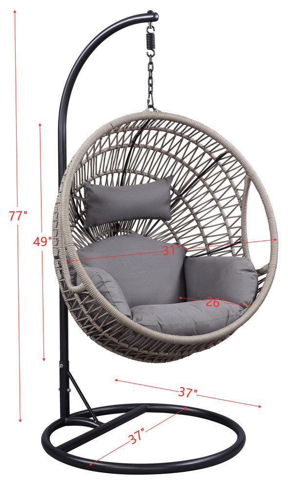 Outdoor Wicker Swing Chair Hanging Egg Chair With Cushion and Pillow