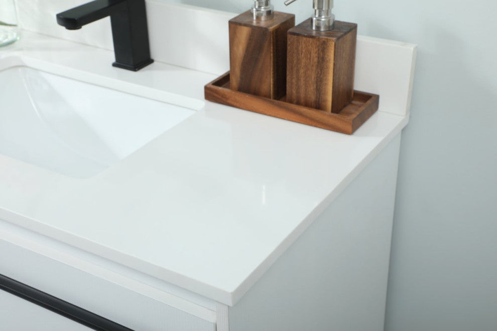 Sue 36" Single Bathroom Vanity, White, With Backsplash