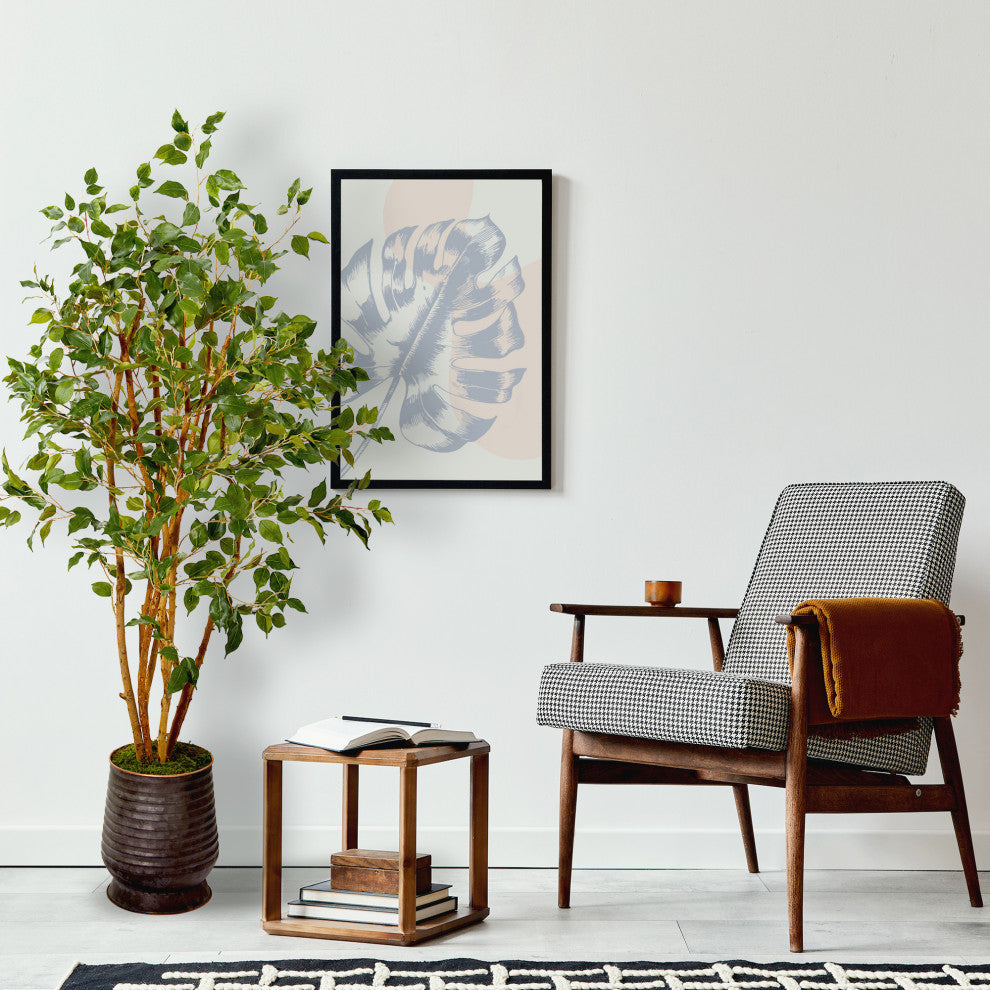 4.5' Ficus Artificial Tree, Ribbed Metal Planter