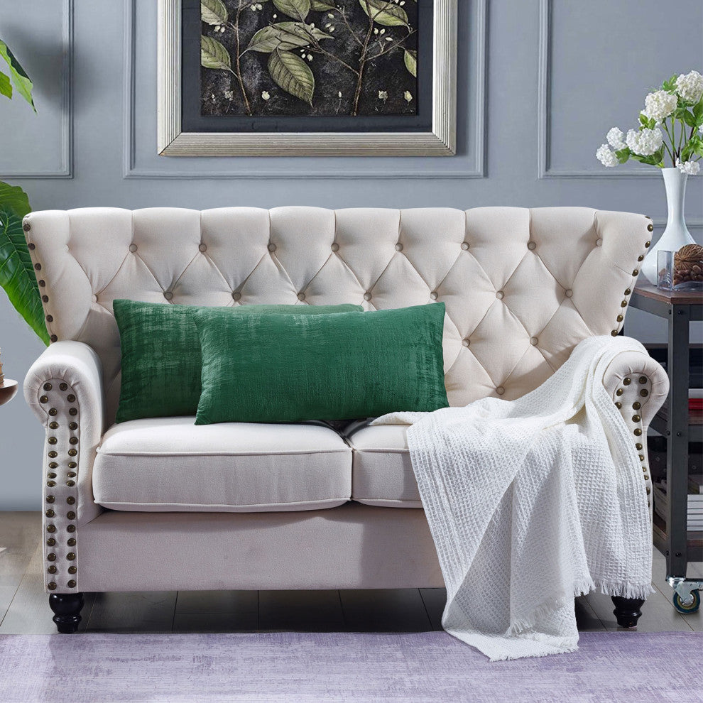 Velvet 2 Piece Lumbar Pillow Cover Set, Eden, 2 Piece, 14"x26"