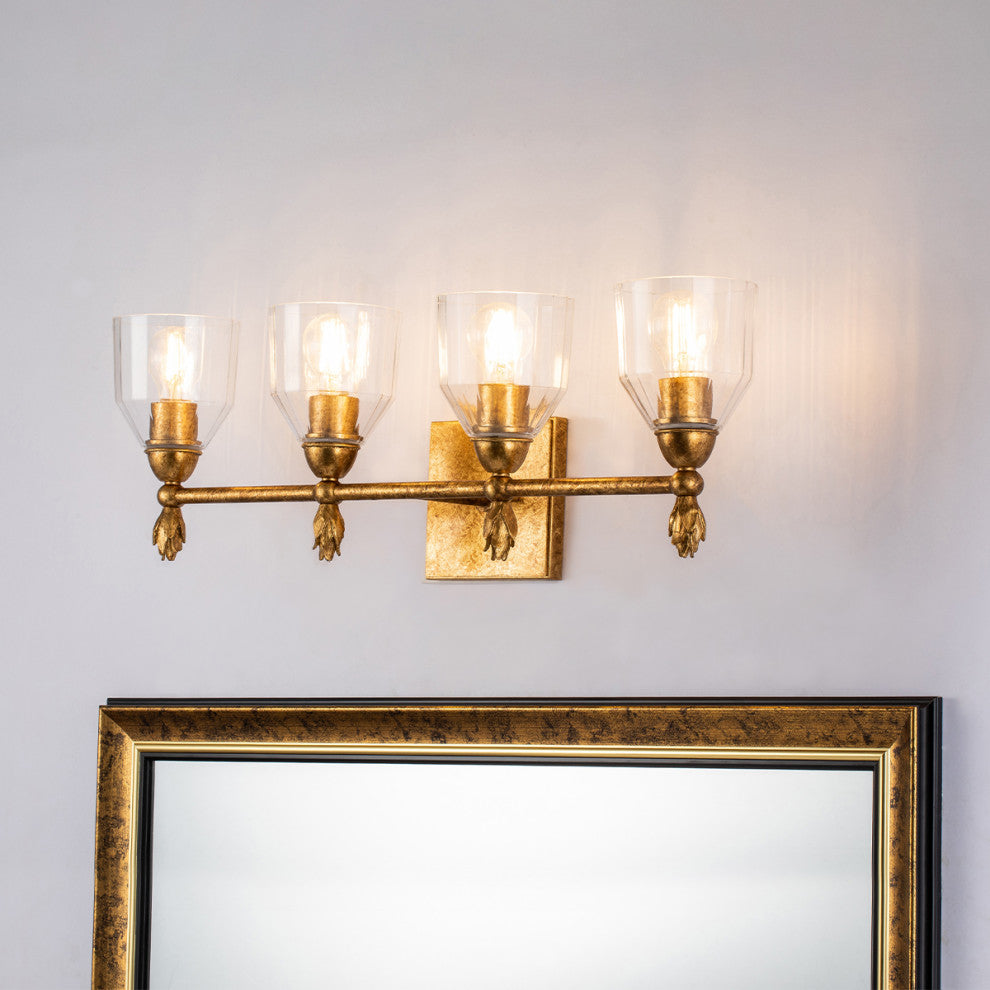 Manor 1 Light Sconce in Gold Leaf