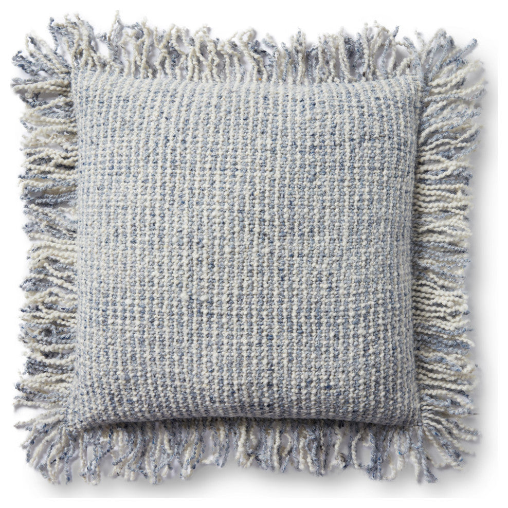 Loloi PLL0033 Ivory / Blue 22" x 22" Cover w/Down Pillow