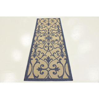 Rug Unique Loom Outdoor Botanical Blue Runner 2' 2 x 6' 0