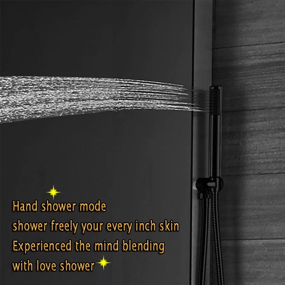 Led Rainfall Shower System With Hand Shower, Black Matte