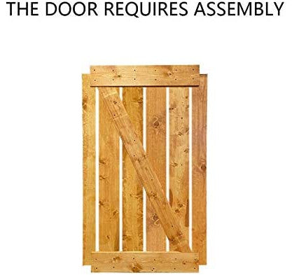 Stained Solid Pine Wood Sliding Barn Door, Colonial Maple, 30"x84", Z Bar