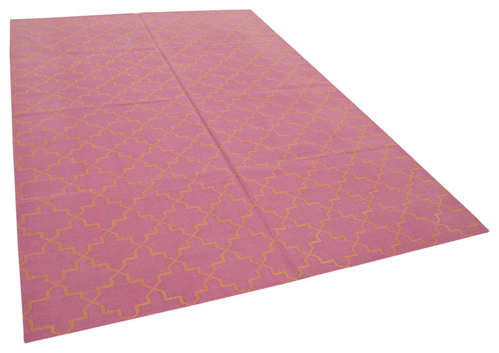 Rug N Carpet - Handmade Wool 6' 2'' x 8' 10'' Modern Design Dhurrie Kilim Rug