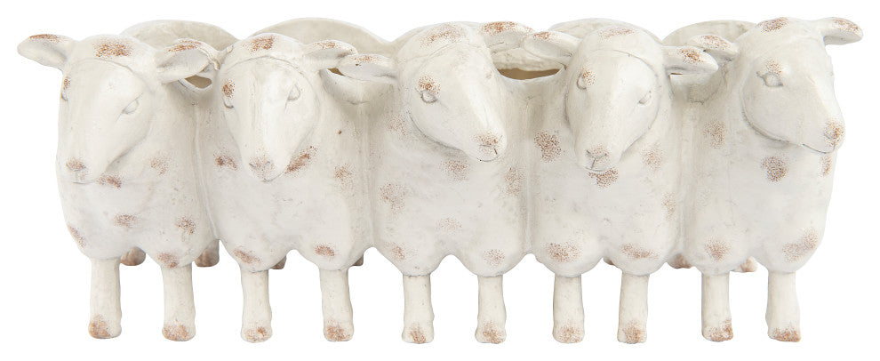 Resin Sheep Planter, Cream