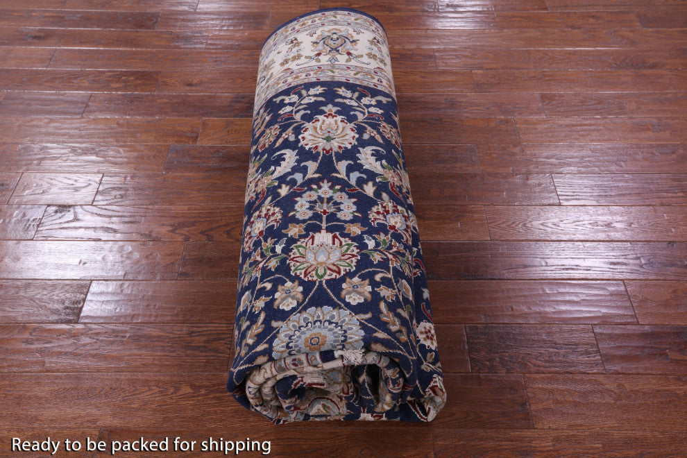 7' 10" X 10' 2" Persian Nain Wool and Silk Handmade Rug Q9315