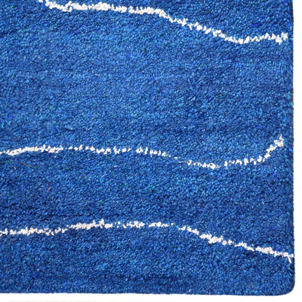 HAND KNOTTED LOOM SILK ECO-FRIENDLY RUGS-6'x9',Rectangle,Blue White,Contemporary