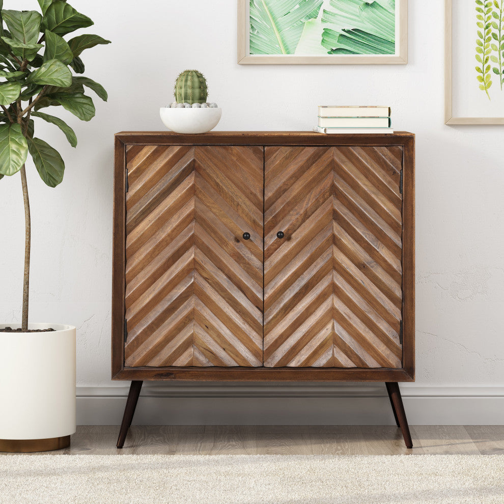 Burlington Mid-Century Modern Handcrafted Mango Wood Sideboard