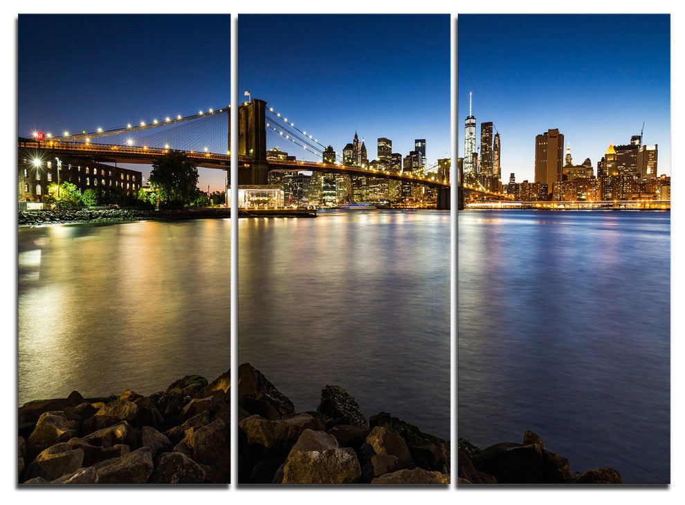 "Distant View of Brooklyn Bridge" Canvas Print, 3 Panels, 36"x28"