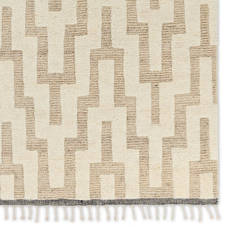 Emre Hand-Knotted Chevron Cream/ Tan Area Rug 6'X9'