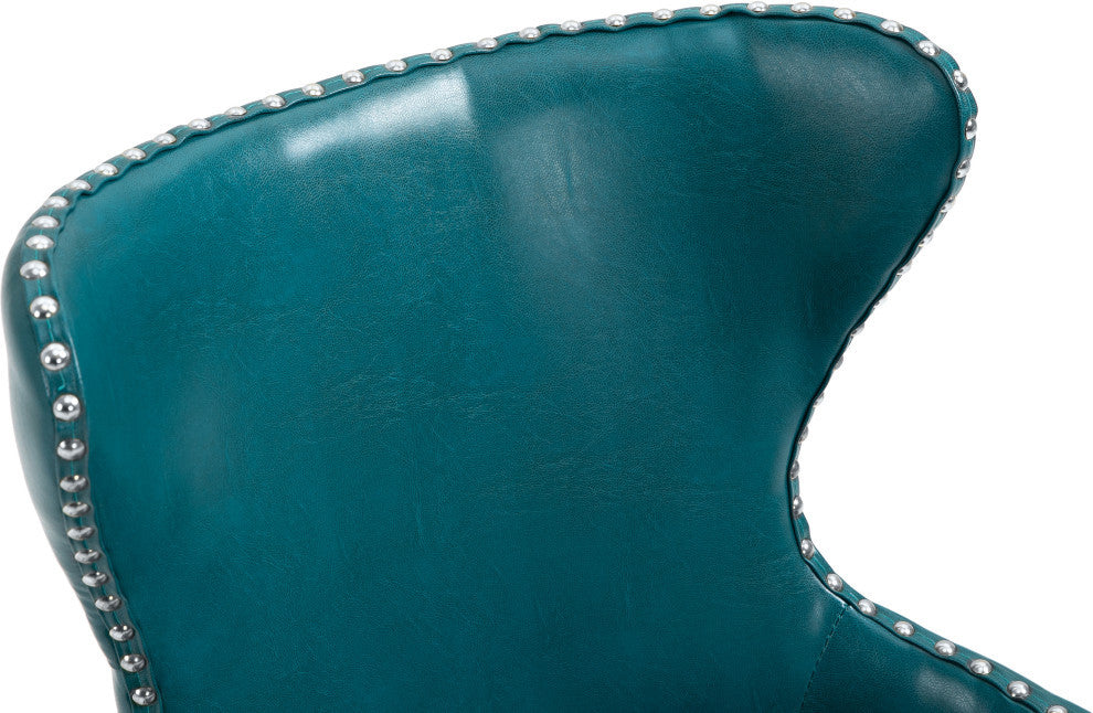 Hendrix Swivel and Adjustable Vegan Leather Office Chair, Blue, Rich Chrome Base