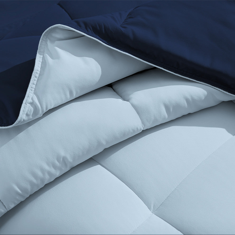 Bare Home Reversible Bed-in-a-Bag, Dark Blue/Light Blue, Dark Blue, Full