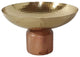 Benzara BM284950 Roe 12" Large Acacia Wood Table Bowl, Steel, Gold & Brown