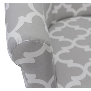 Pemberly Row Traditional Fabric & EPS Club Chair in Gray/White