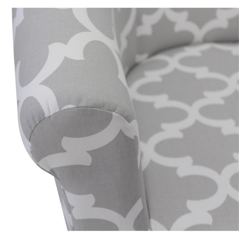 Pemberly Row Traditional Fabric & EPS Club Chair in Gray/White