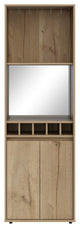 Redding Bar Cabinet with Open Shelves, Glass Rack, and 5 Wine Cubbies, Light Oak