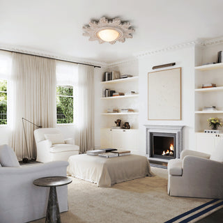 Vintage 2-Light Resin Shade Sunburst Flush Mount, White