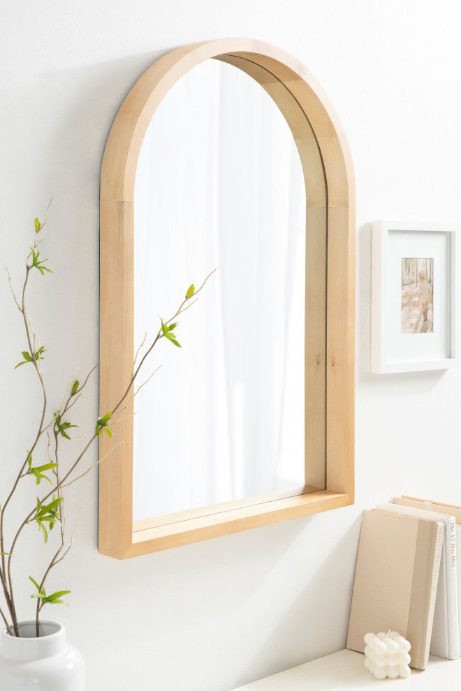 Hutton Wood Framed Arch Mirror, Natural, 20"x30"