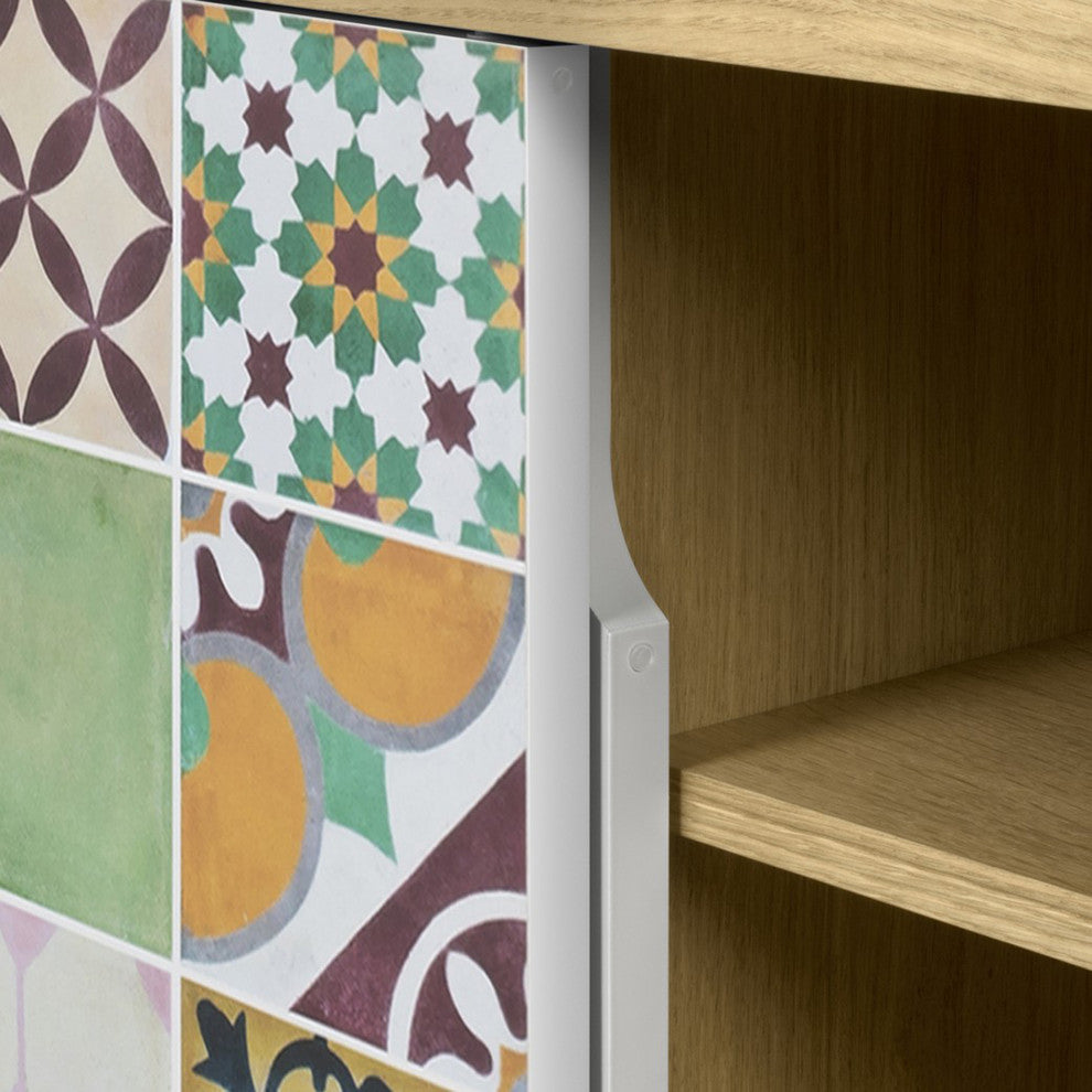 Dann Sideboard Patchwork Contemporary Oak, Oak Legs