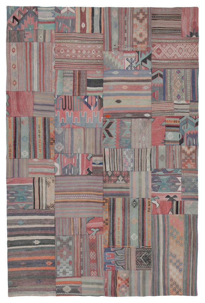 Rug N Carpet - Handmade Anatolian 6' 8'' x 9' 10'' Unique Patchwork Kilim Rug