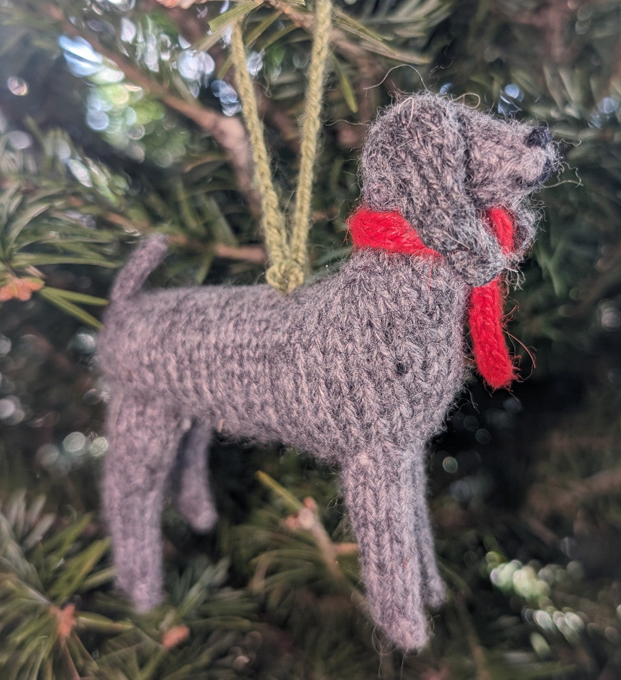 Hand-Knit Weimaraner Christmas Ornament
