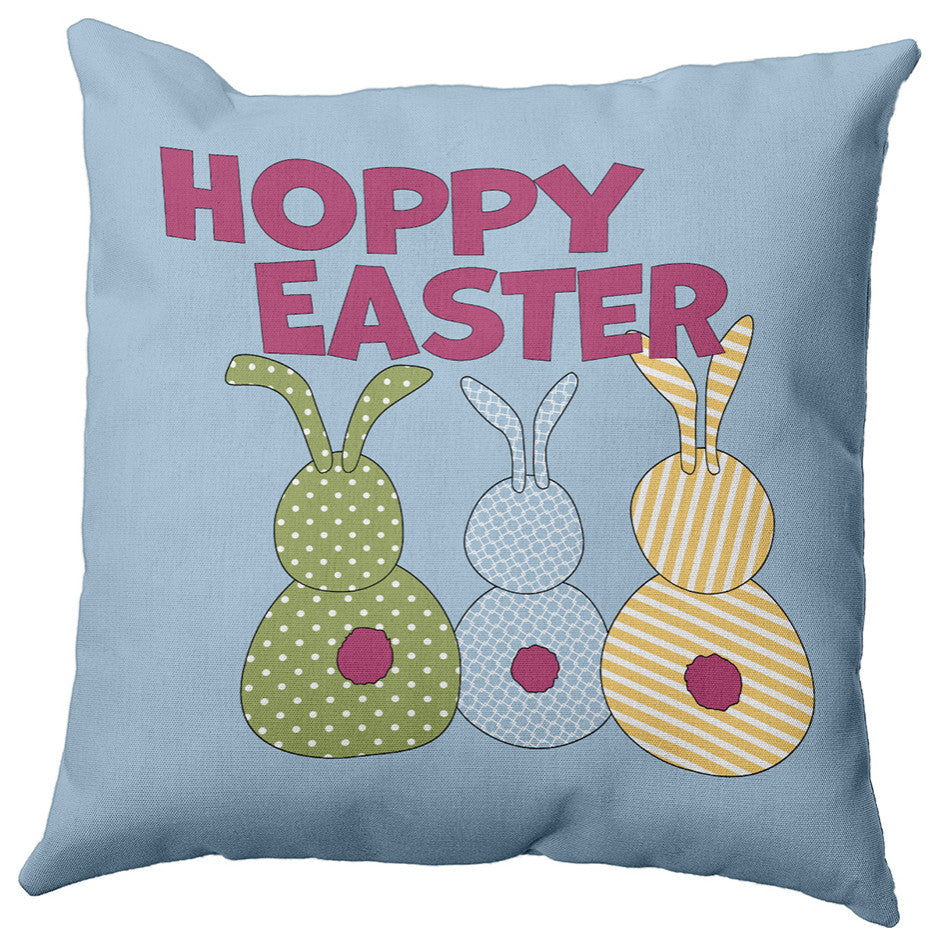 Hoppy Easter Polyester Indoor Pillow, Blue, 20"x20"