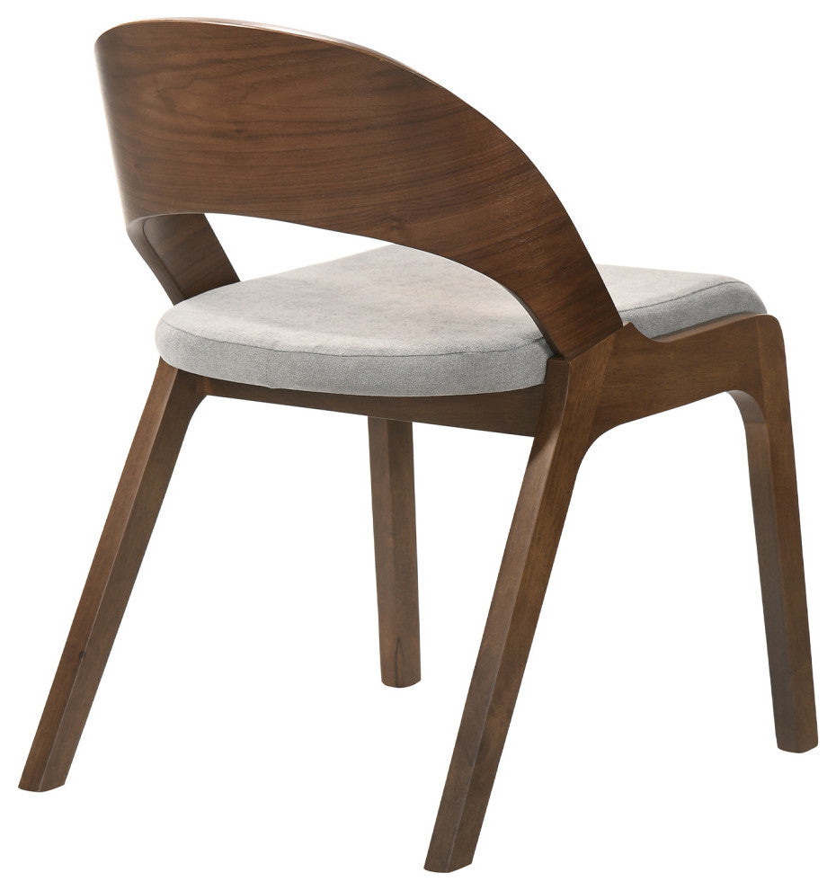 Polly Dining Accent Chairs, Walnut Finish and Gray Fabric, Set of 2