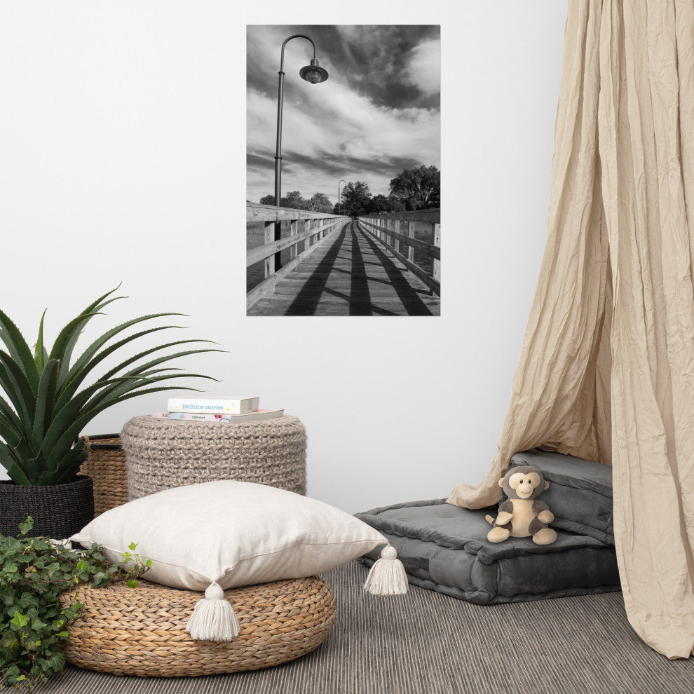 Follow the Lines Black & White Landscape Photo Unframed Wall Art Print, 24" X 36"