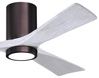 Irene-3HLK  3-Blade Flush Mount Ceiling Fan, Integrated LED, Brushed Bronze/Matte White, 52