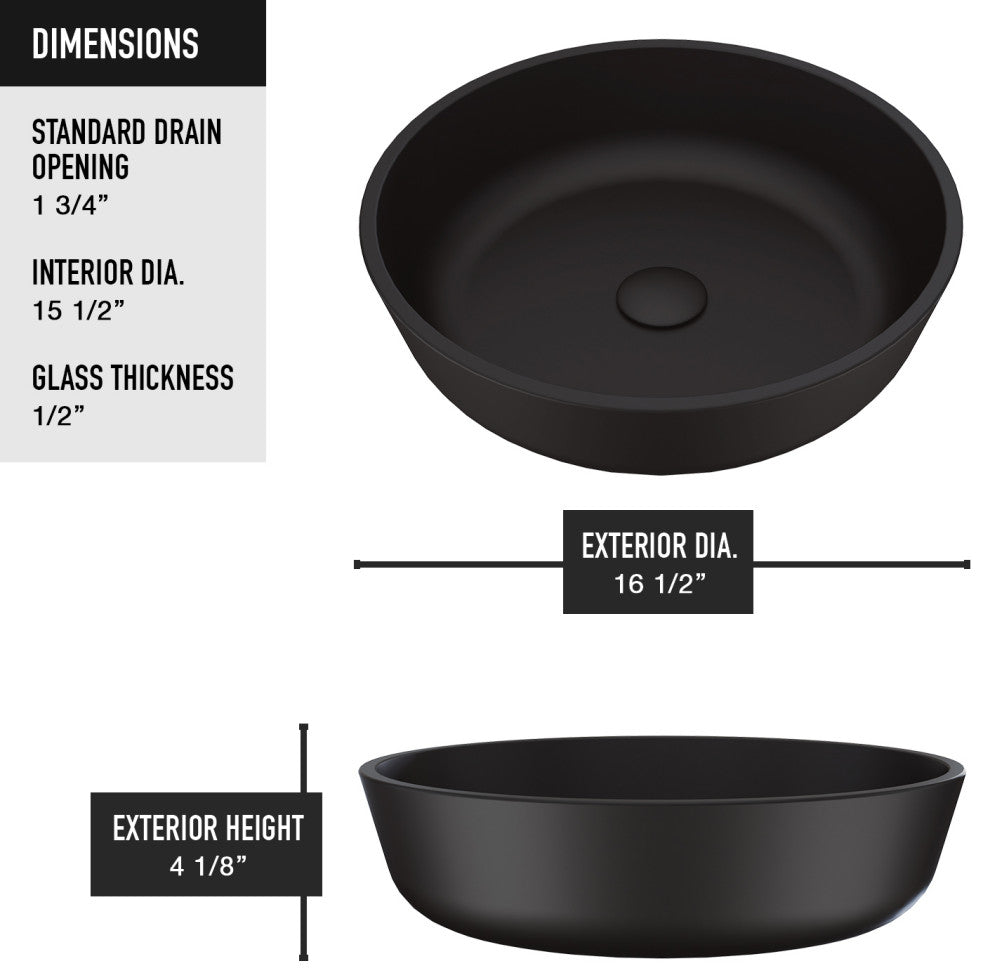 VIGO Modus 17"L x 17"W x 4"H Glass Round Vessel Bathroom Sink in MatteShell