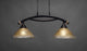 Bow 2 Light Island Light In Black Copper, 12" Amber Crystal Glass